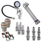 Kit Engate Rápido Bico Duplo De Encher Pneus Calibrador