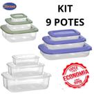Kit Enlace Com 9 Potes Hermético BPA Free Diversos Tamanhos