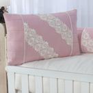 Kit enxoval apar berço relux rosê menina com renda barato