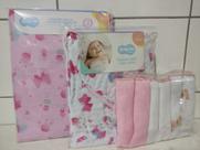 KIT ENXOVAL BEBE JOGO DE LENÇOL, TOALHA DE BANHO E PANO DE BOCA cor:borboleta