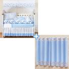 Kit enxoval de berço com cortina estampada 12 peças nuvem trança Kit enxoval de berço com cortina estampada 12 peças nuvem trança