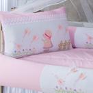 Kit enxoval para berço 401 bordado rosa menina com babado berço