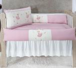 Kit enxoval para berço 403 bailarina rose bordado com babado berço