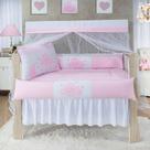 Kit enxoval para berço 406 lua nuvem rosa menina barato com babado berço