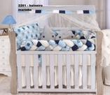 Kit enxoval para berço americano modelo de trança balõezinhos marinho