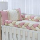 Kit enxoval para berço bebê modelo de trança mosaico rosê menina luxo