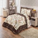 Kit Enxoval Queen Charmy Floral Marrom Enxovais Aquarela 5 peças