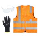 Kit EPI Colete Segurança Refletivo Luva Tátil e Óculos Sky Clear