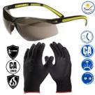 Kit Epi Luva Multiuso Oculos Trabalho Segurança Protecao Uv Antirrisco Resistente Ca Serviços Pesado