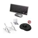 Kit Ergonômico C/ Teclado E Mouse Bluetooth + Sup + Mouse Pad P/ Notebook Dell