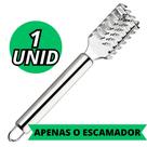 Kit Escamador de Peixe Com Faca De Cozinha Inox Peixeira Cabo Branco 6'