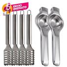 Kit Escamador Removedor Escama Descamador Peixe E Espremedor Amassador De Limão Frutas Manual Inox
