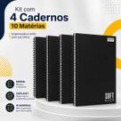 Kit Escolar 4 Cadernos Universitários 10 Matérias 160 Folhas Capa Dura