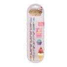 Kit Escolar 4 peças MeninA CANDY Doces 2 Lapis 1 Borracha 1 Apontador Kit Escolar 4 peças MeninA CANDY Doces 2 Lapis 1 Borracha 1 Apontador