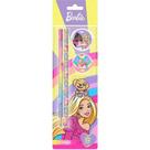 Kit Escolar Barbie com 2 Lápis, 1 Apontador e 1 Borracha - Blister