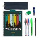 Kit Escolar Caderno 20 Materias Estojo Lapiseira Canetas + Itens