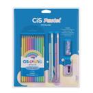 Kit Escolar Cis Pastel Lapis de Cor 12 cores 2 canetas 2 Lapis preto + Apontardor + Borracha Cor a Escolha Kit Escolar Cis Pastel Lapis de Cor 12 cores 2 canetas 2 Lapis preto + Apontardor + Borracha Cor a Escolha