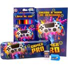 Kit Escolar Dino/gamer Para Colorir Com Estojo Metálico Sortido Kit Escolar Dino/gamer Para Colorir Com Estojo Metálico Sortido