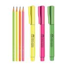 Kit escolar Faber-Castell cores neon, marca texto e lápis grafite