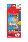 Kit Escolar Faber-Castell Lápis de Cor Bicolor 24 Cores, 2 Lápis, 1 Apontador e 1 Borracha