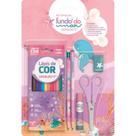 Kit escolar fundo do mar 12 cores +6 pecas leonora blister