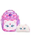 Kit Escolar Gatinha Mia Lancheira Térmica + Estojo Pelúcia