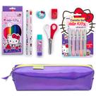 Kit Escolar Hello Kit Lapis Borracha Cola Tesoura Apontador Lapis de Cor + Estojo - Leo Leo