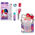 Kit Escolar Hello Kitty Caneta Borracha Tesoura Apontador Lapis de cor - Leo E Leo