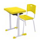 Kit Escolar Individual AMARELO (Mesa e Cadeira) ADULTO TAMPO PLÁSTICO - COR AMARELO - REALPLAST - 54007