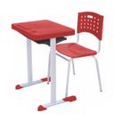 Kit Escolar Individual AZUL (Mesa e Cadeira) ADULTO TAMPO PLÁSTICO - COR VERMELHO - REALPLAST - 54005 Kit Escolar Individual AZUL (Mesa e Cadeira) ADULTO TAMPO PLÁSTICO - COR VERMELHO - REALPLAST - 54005