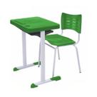 Kit Escolar Individual VERDE (Mesa e Cadeira) ADULTO TAMPO PLÁSTICO - COR VERDE - MRPLAST - 54001