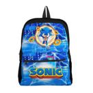 Kit Escolar Infantil com Mochila Estojo e Bolso Estampa Ouriço Azul Super Veloz Menino Kit Escolar Infantil com Mochila Estojo e Bolso Estampa Ouriço Azul Super Veloz Menino