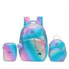 Kit Escolar Infantil Mochila Estojo Lancheira Feminina Espaçosa Resistente