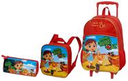 Kit Escolar Infantil O Mágico De Oz Pacific Mochila G Rodinhas Lancheira Térmica Estojo Simples