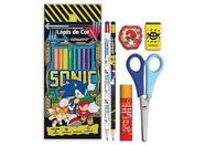 Kit Escolar Infantil Sonic: Lápis, Borracha e Apontador para Aula Completa Kit Escolar Infantil Sonic: Lápis, Borracha e Apontador para Aula Completa