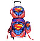 Kit Escolar Infantil Superman: Mochila de Rodinhas + Lancheira + Estojo