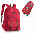 Kit escolar juvenil mochila cactos e lhama+ estojo duplo
