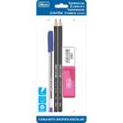Kit Escolar Lápis Caneta 1.0mm Apontador Borracha Conjunto Escrita Tilibra Material Escolar Essencial