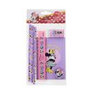 Kit Escolar Minnie Mouse 7 Peças com Caderno e Acessórios