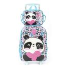 Kit Escolar Mochila Com Rodinhas + Lancheira Panda