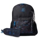 Kit Escolar Mochila Impermeável RKV5057M + Estojo RKV5058E Rabisk Vibes Cor Azul