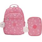 Kit Escolar Mochila Kipling Seoul + Estojo 100 pens glitter cats