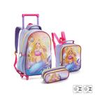 Kit escolar mochila lancheira e estojo princesa splash