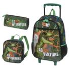 Kit Escolar Mochila Rodinha Lancheira e Estojo Aventure Rex