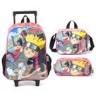 Kit Escolar Mochila Rodinhas + Lancheira + Estojo Boruto