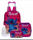 Kit Escolar Mochila Rosa Stich De Carrinho Com Estojo e Lancheira Térmica Kit Escolar Mochila Rosa Stich De Carrinho Com Estojo e Lancheira Térmica
