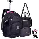 Kit Escolar RB Mochila de Rodinha Lancheira Térmica Estojo Rebecca Bonbon para Menina Criança Aula Material Alças Confortáveis