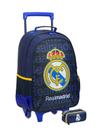 Kit Escolar Real Madrid Mochila Rodas + Estojo Duplo Juvenil