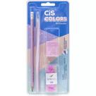 Kit Escolar Rosa Cis Colors (Caneta, Lápis, Borracha, Apontador) 4 peças