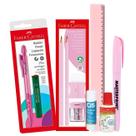 Kit Escolar Rosa Pastel Menina 10 itens Lapiseira Lápis Borracha Régua Marca Texto Volta as Aulas Ensino Médio